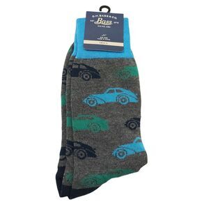 G.H.Boss & Co. Crew Socks 1 Pair Mens One Size Gray Comfort Casual Cars Print